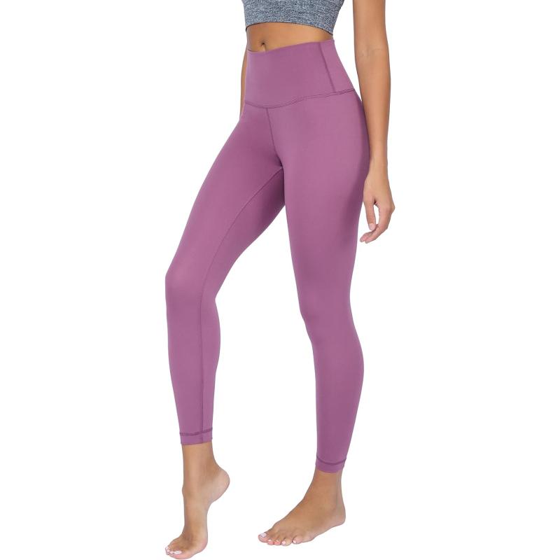 Yogalicious Womens Lux Elastic Free High Waist Side Pocket 7/8 Ankle  Legging - Elderberry - X Small